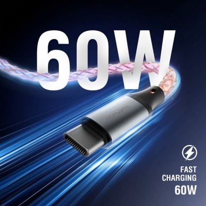 4smarts RGBCord USB-C to USB-C Cable 60W - здрав кабел с бързо зареждане и подсветка за устройства с USB-C порт (150 см) (цветен) 4