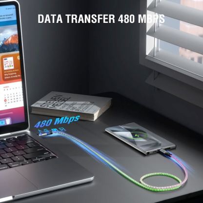 4smarts RGBCord USB-C to USB-C Cable 60W - здрав кабел с бързо зареждане и подсветка за устройства с USB-C порт (150 см) (цветен) 8