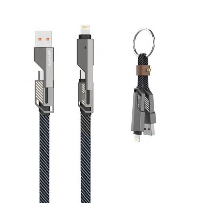 4smarts USB-C Flat ComboCord Cable 240W With Keyring Cable Set - комплект многофункционален кабел за USB-C, Lightning и USB-A стандарти и кабел тип ключодържател (150 см) (тъмносив)  2