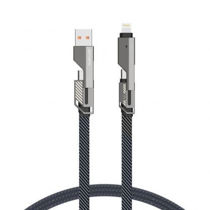4smarts USB-C Flat ComboCord Cable 240W With Keyring Cable Set - комплект многофункционален кабел за USB-C, Lightning и USB-A стандарти и кабел тип ключодържател (150 см) (тъмносив)  3