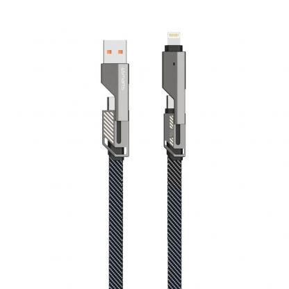 4smarts USB-C Flat ComboCord Cable 240W With Keyring Cable Set - комплект многофункционален кабел за USB-C, Lightning и USB-A стандарти и кабел тип ключодържател (150 см) (тъмносив)  4