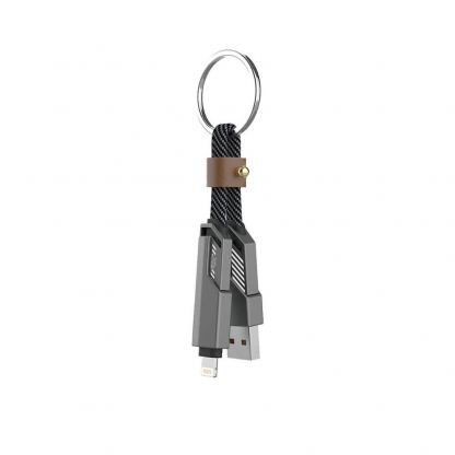 4smarts USB-C Flat ComboCord Cable 240W With Keyring Cable Set - комплект многофункционален кабел за USB-C, Lightning и USB-A стандарти и кабел тип ключодържател (150 см) (тъмносив)  5