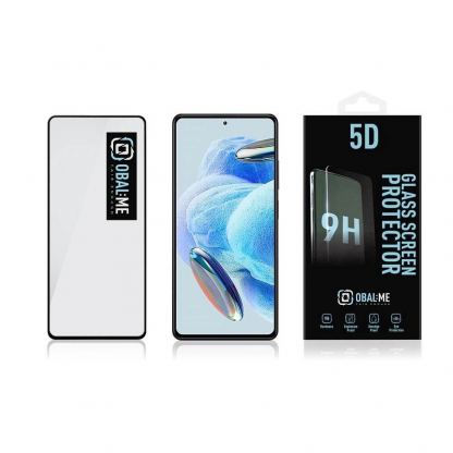 OBALME Tempered Glass Screen Protector 5D - обхващащо и ръбовете стъклено защитно покритие за дисплея на Xiaomi Redmi Note 12, Redmi Note 12 5G (черен-прозрачен) 3