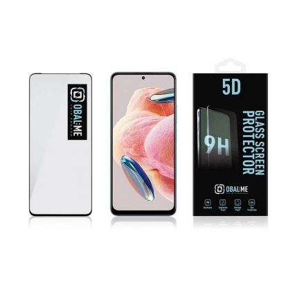 OBALME Tempered Glass Screen Protector 5D - обхващащо и ръбовете стъклено защитно покритие за дисплея на Xiaomi Redmi 12 4G, Redmi 12 5G (черен-прозрачен) 3