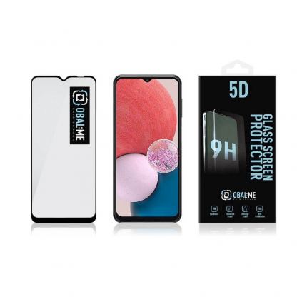 OBALME Tempered Glass Screen Protector 5D - обхващащо и ръбовете стъклено защитно покритие за дисплея на Samsung Galaxy A13 4G (черен-прозрачен) 2