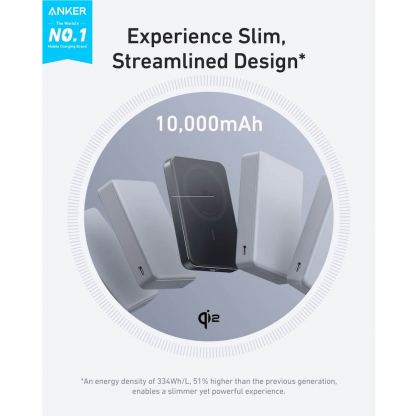 Anker MagGo Qi2 Slim Magnetic Wireless Charging Power Bank 10000 mAh 15W - преносима външна батерия с USB-C порт и безжично зареждане с MagSafe (черен) 2