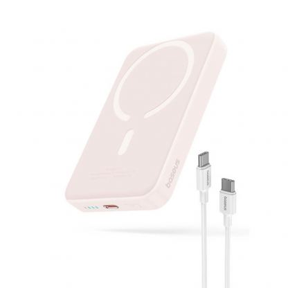 Baseus Magnetic Mini Air Wireless Charging Power Bank 10000 mAh 20W (P10059001413-00) - преносима външна батерия с USB-C порт и безжично зареждане с MagSafe (розов) 3