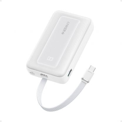 Anker Zolo Power Bank 30W 10000 mAh - външна батерия с вграден USB-C кабел, USB-C и USB-A портове и технология за бързо зареждане (бял) 2