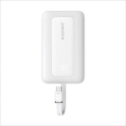 Anker Zolo Power Bank 30W 10000 mAh - външна батерия с вграден USB-C кабел, USB-C и USB-A портове и технология за бързо зареждане (бял) 3