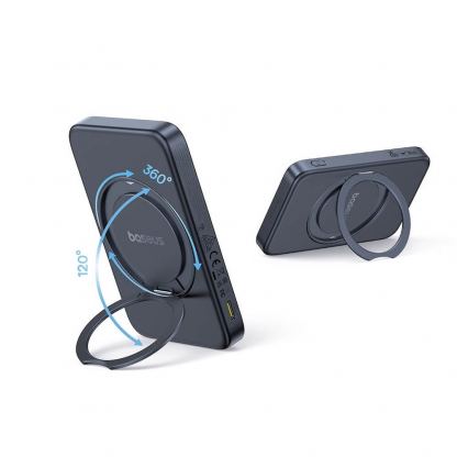 Baseus PicoGo Qi2 Magnetic Wireless Charging Power Bank 5000 mAh 20W - преносима външна батерия с USB-C порт и безжично зареждане с MagSafe (черен) 4
