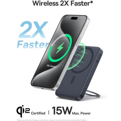 Baseus PicoGo Qi2 Magnetic Wireless Charging Power Bank 5000 mAh 20W - преносима външна батерия с USB-C порт и безжично зареждане с MagSafe (черен) 5