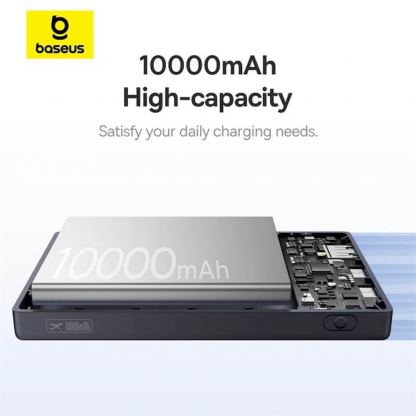 Baseus PicoGo Digital Display Power Bank 20W 10000 mAh - външна батерия с 1xUSB-A и 2xUSB-C изходи с технология за бързо зареждане (черен)  3
