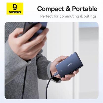 Baseus PicoGo Digital Display Power Bank 20W 10000 mAh - външна батерия с 1xUSB-A и 2xUSB-C изходи с технология за бързо зареждане (черен)  4