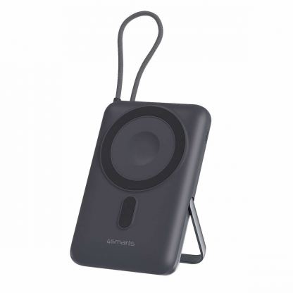 4smarts Power Bank Enterprise Pocket 10000 mAh 22.5W Qi2 - външна батерия с вграден USB-C кабел, USB-C порт и Qi2 безжично зареждане (тъмносив) 2