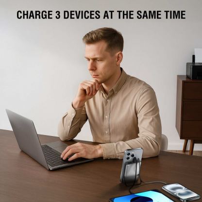 4smarts Power Bank Enterprise Pocket 10000 mAh 22.5W Qi2 - външна батерия с вграден USB-C кабел, USB-C порт и Qi2 безжично зареждане (тъмносив) 6