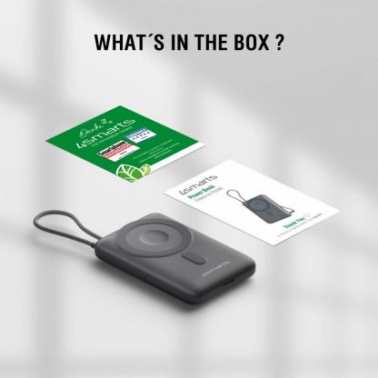 4smarts Power Bank Enterprise Pocket 10000 mAh 22.5W Qi2 - външна батерия с вграден USB-C кабел, USB-C порт и Qi2 безжично зареждане (тъмносив) 9