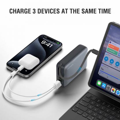 4smarts Power Bank Enterprise Compact 20000 mAh 45W - външна батерия с USB-A и USB-C портове и вграден USB-C кабел (тъмносив) 8