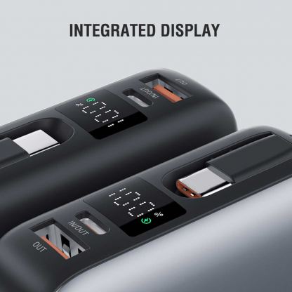 4smarts Power Bank Enterprise Compact 20000 mAh 45W - външна батерия с USB-A и USB-C портове и вграден USB-C кабел (тъмносив) 9