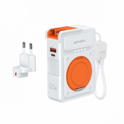 4smarts 6-in-1 Hybrid Charger Power Bank 10000 mAh - захранване за ел. мрежа и външна батерия с USB-C кабел, USB-C и USB-A изходи и безжично зареждане (бял) 5