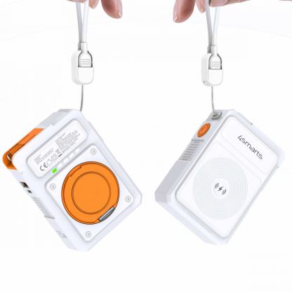 4smarts 6-in-1 Hybrid Charger Power Bank 10000 mAh - захранване за ел. мрежа и външна батерия с USB-C кабел, USB-C и USB-A изходи и безжично зареждане (бял) 7