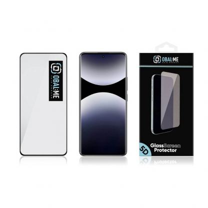 OBALME Tempered Glass Screen Protector 5D - обхващащо и ръбовете стъклено защитно покритие за дисплея на Xiaomi Redmi Note 14 Pro Plus 5G (черен-прозрачен) 3