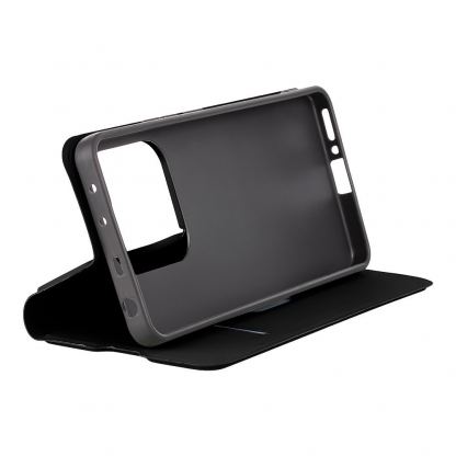 OBALME SmoothTouch Leather Flip Case - кожен калъф, тип портфейл с поставка и отделение за кр. карти за Xiaomi Redmi Note 14 5G (черен) 3