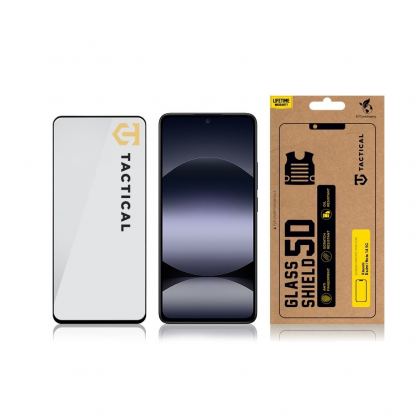 Tactical Glass Shield 5D - стъклено защитно покритие за целия дисплей на Xiaomi Redmi Note 14 4G, Note 14 5G, Poco X7 Pro 5G (прозрачен-черен) 3