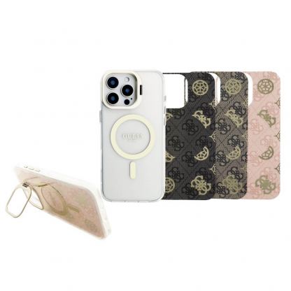 Guess Electroplated Camera Case With Interchangeable Backs - хибриден удароустойчив кейс с MagSafe и сменяеми гърбове за iPhone 16 Pro Max (прозрачен-златист) 2