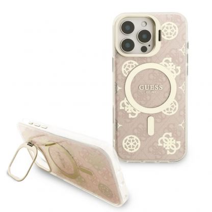 Guess Electroplated Camera Case With Interchangeable Backs - хибриден удароустойчив кейс с MagSafe и сменяеми гърбове за iPhone 16 Pro Max (прозрачен-златист) 3