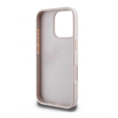Guess PU 4G Stripe Leather Hard Case - дизайнерски кожен кейс за iPhone 16 Pro (розов) 6