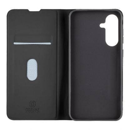 OBALME SmoothTouch Leather Flip Case - кожен калъф, тип портфейл с поставка и отделение за кр. карти за Samsung Galaxy A36 5G (черен) 2