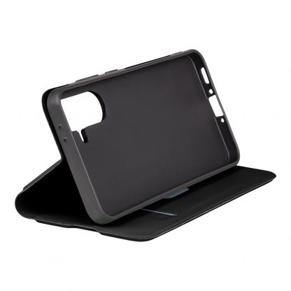 OBALME SmoothTouch Leather Flip Case - кожен калъф, тип портфейл с поставка и отделение за кр. карти за Samsung Galaxy A36 5G (черен) 3