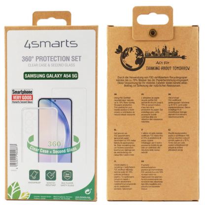 4smarts 360° Protection Set - тънък силиконов кейс и стъклено защитно покритие за дисплея на Samsung Galaxy A54 5G (прозрачен) 7