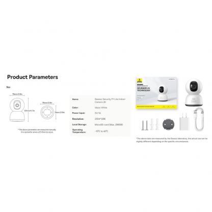 Baseus P1 Lite Home Smart Security Camera 2K - домашна видеокамера (бял) 6