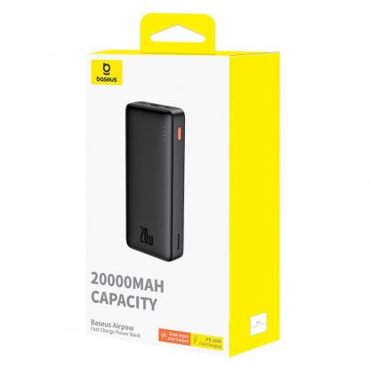 Baseus Airpow Fast Charging Power Bank 20W 20000 mAh - външна батерия с 1xUSB-A и 1xUSB-C изходи с технология за бързо зареждане (черен)  5
