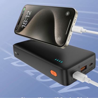 Baseus Airpow Fast Charging Power Bank 20W 20000 mAh - външна батерия с 1xUSB-A и 1xUSB-C изходи с технология за бързо зареждане (черен)  6