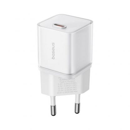 Baseus GaN5S USB-C PD Fast Wall Charger 30W (P10162504213-00) - захранване за ел. мрежа с USB-C изход с технология за бързо зареждане (бял) 2