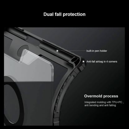 Nillkin Bumper Link Keyboard Protective Case Backlit Version - удароустойчив кейс, с отделяща клавиатура и поставка за Apple iPad Pro 13 (2024) (черен) 6