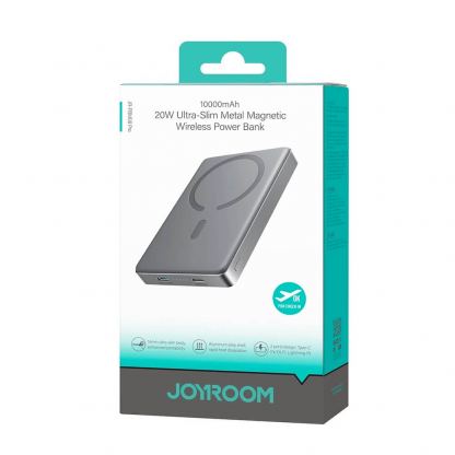 Joyroom Ultra Slim Magnetic Wireless Quick Charging Power Bank 10000 mAh 20W - преносима външна батерия с Lightning порт, USB-C изход и безжично зареждане с MagSafe (сив) 8