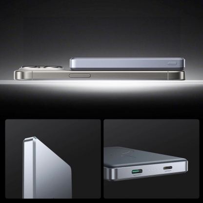 Joyroom Ultra Slim Magnetic Wireless Quick Charging Power Bank 10000 mAh 20W - преносима външна батерия с Lightning порт, USB-C изход и безжично зареждане с MagSafe (сив) 11