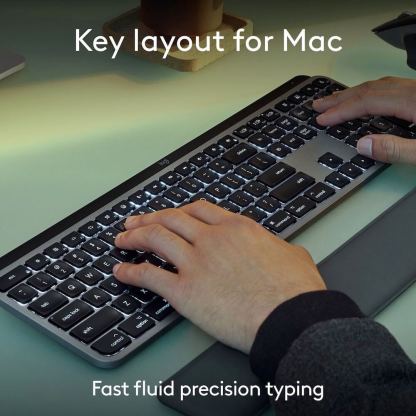 Logitech MX Keys S Combo Keyboard With Mouse for Mac US Intl - комплект безжична мишка, безжична клавиатура и eргономична поставка за китките за Mac (тъмносив) 7