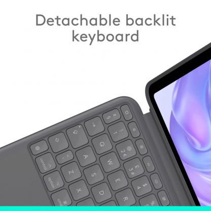 Logitech Combo Touch US - безжична клавиатура с тракпад и отделящ се кейс с поставка за Apple iPad Pro 11 (2024) (тъмносив) 4