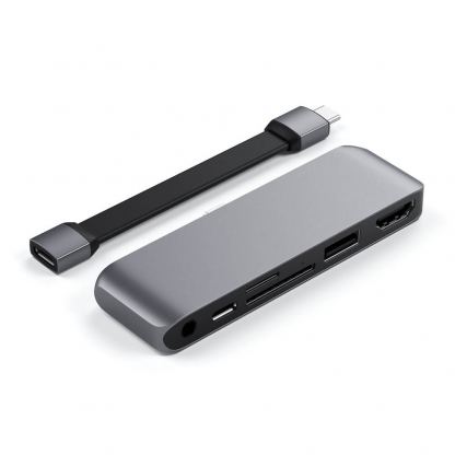 Satechi USB-C Mobile Pro Hub SD - мултифункционален хъб за свързване на допълнителна периферия за iPad Pro, iPad Air и мобилни устройства (тъмносив) 2