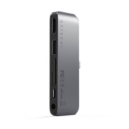 Satechi USB-C Mobile Pro Hub SD - мултифункционален хъб за свързване на допълнителна периферия за iPad Pro, iPad Air и мобилни устройства (тъмносив) 4