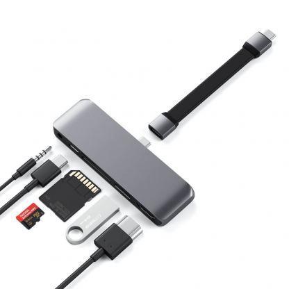 Satechi USB-C Mobile Pro Hub SD - мултифункционален хъб за свързване на допълнителна периферия за iPad Pro, iPad Air и мобилни устройства (тъмносив) 5