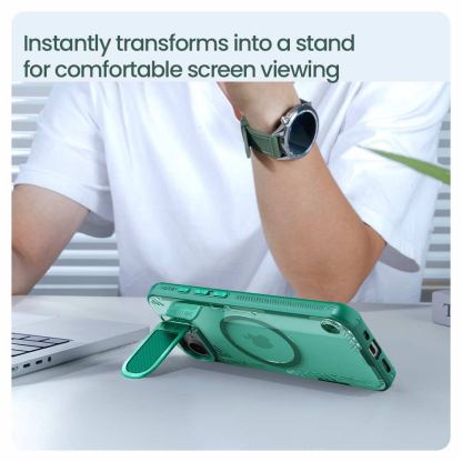 Nillkin Iceblade Prop Magnetic Hard Case - хибриден удароустойчив кейс с MagSafe за iPhone 16e (черен-прозрачен) 7