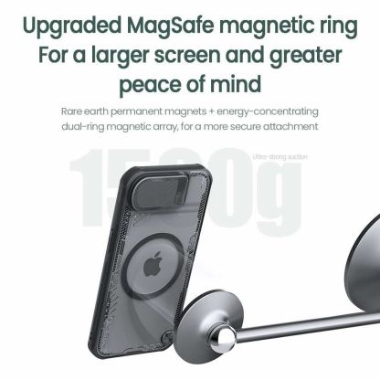 Nillkin Iceblade Prop Magnetic Hard Case - хибриден удароустойчив кейс с MagSafe за iPhone 16e (черен-прозрачен) 8