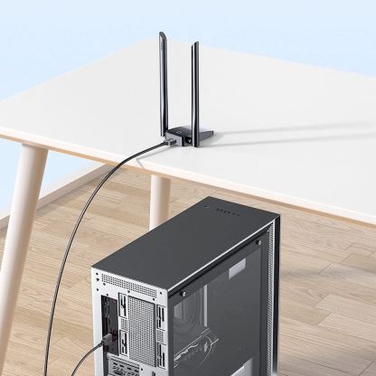 Baseus FastJoy Dual Band Fast Wi-Fi USB Adapter 1300Mbps - USB-A адаптер за приемане на безжичен Wi-Fi сигнал (черен) 11