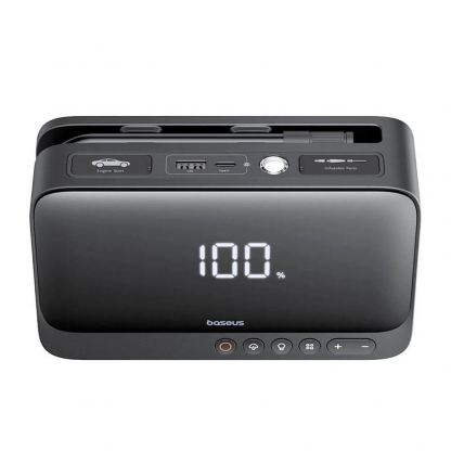 Baseus Super Energy 4in1 Power Bank with Jump Starter and Compressor 6000mAh 600A - качествена външна батерия 7800mAh, фенер, JumpStarter и компресор за автомобил (черен) 3