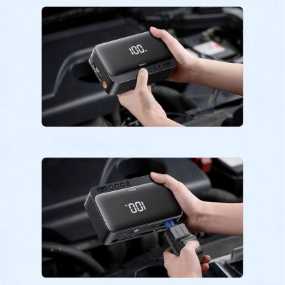 Baseus Super Energy 4in1 Power Bank with Jump Starter and Compressor 6000mAh 600A - качествена външна батерия 7800mAh, фенер, JumpStarter и компресор за автомобил (черен) 14
